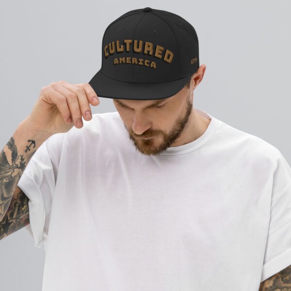 Cultured America 1776 Logo Snapback Hat Green Camo Underbrim