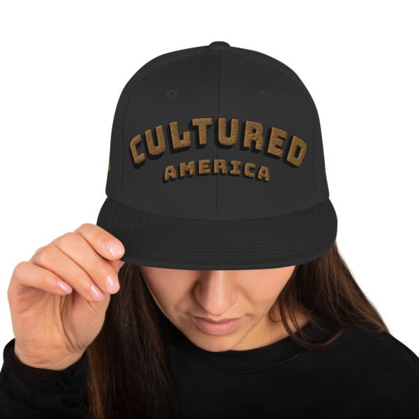 Cultured America 1776 Logo Snapback Hat Green Camo Underbrim - Image 3