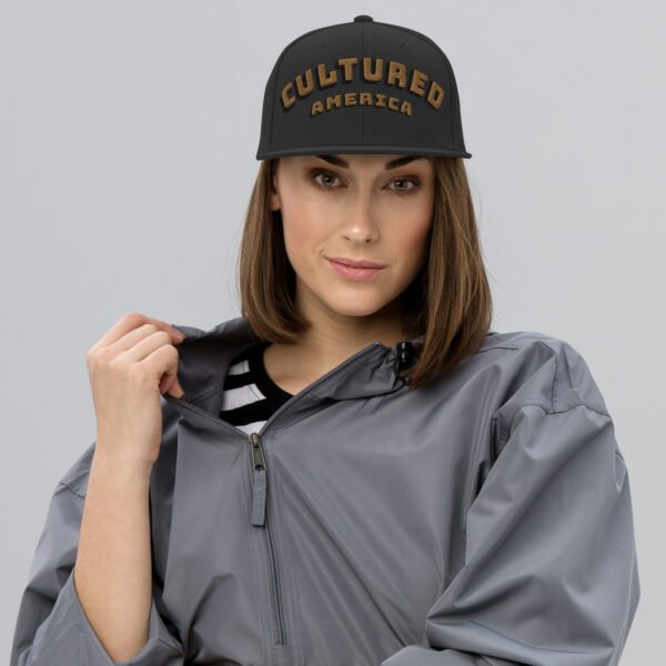 Cultured America 1776 Logo Snapback Hat Green Camo Underbrim - Image 4